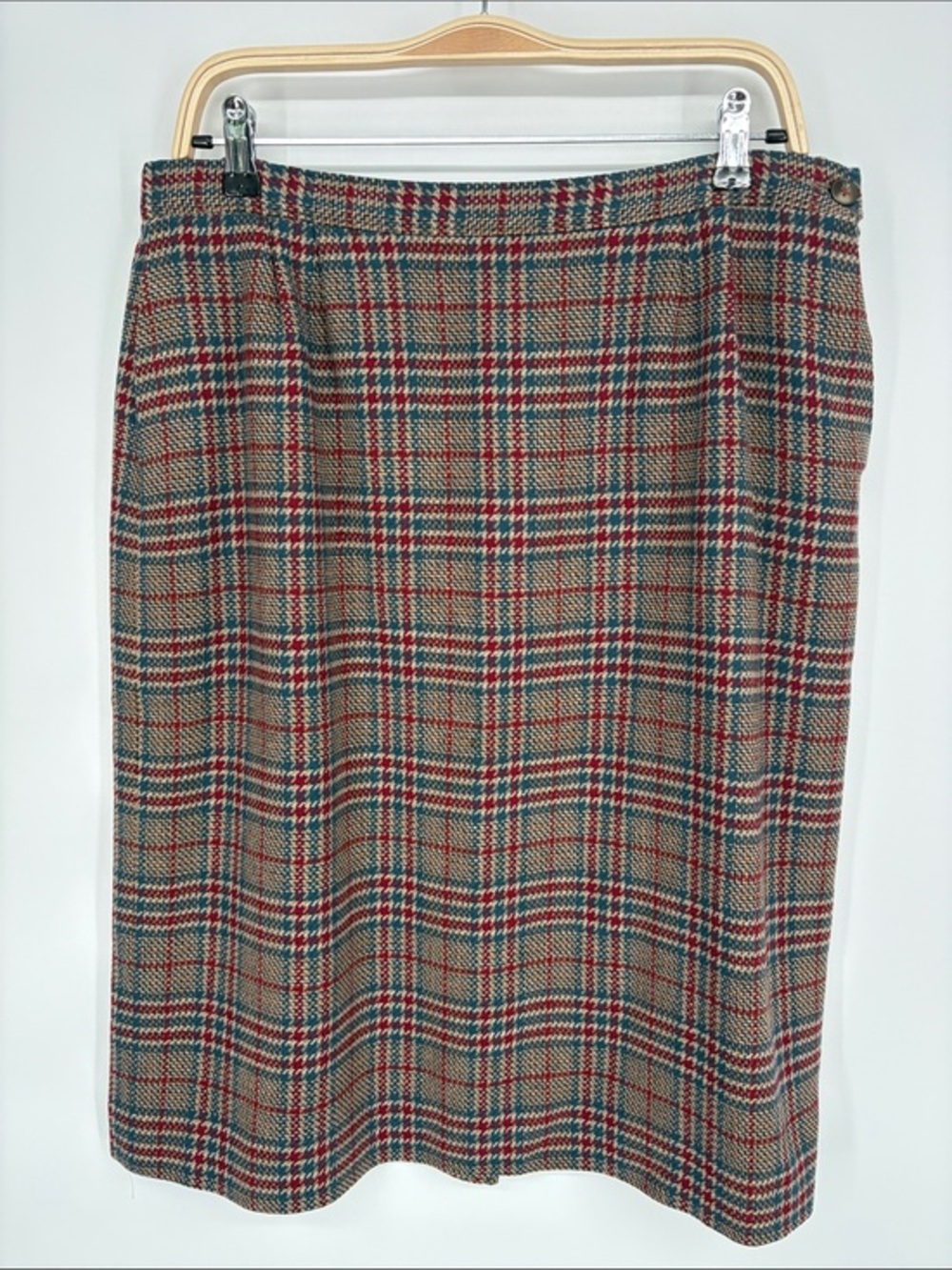 🪽 Pendleton wool tan Plaid Pencil Skirt with Red and blue